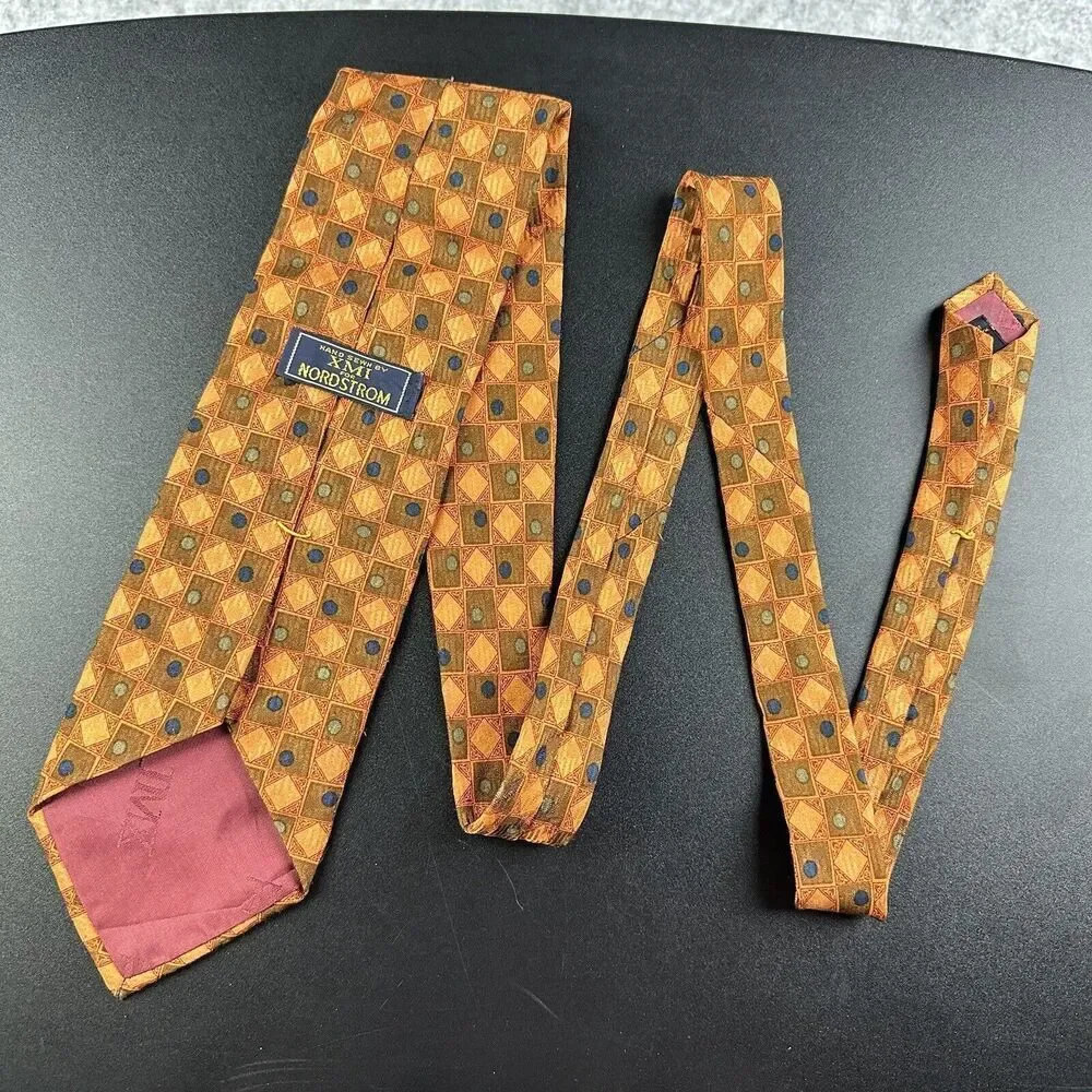 XMI for Nordstrom Tie Mens 56 in Diamond Geometric All Silk Hand Made in USA